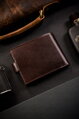 Veľká pánska peňaženka z prírodnej kože so zapínaním na cvok - Rovicky