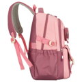 Pojemny plecak szkolny z poliestru w różowym kolorze zawieszony na regulowanych szelkach - Peterson