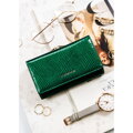 Stredne veľká dámska peňaženka na klip a patent z prírodnej kože v zelenej farbe – Peterson