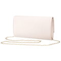 Beżowa kopertówka damska wykonana z tkaniny syntetycznej z wewnętrzną kieszonką - Rovicky