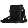 Skórzana, czarna torba męska na ramię zamykana suwakiem i klipsem magnetycznym - Peterson