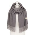 Szal damski z poliestru i wiskozy w szarym kolorze ozdobiony frędzlami - Rovicky