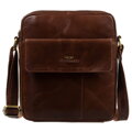 Brązowa listonoszka męska ze skóry naturalnej, zamykana suwakiem - Peterson