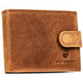 Zestaw prezentowy: brelok i mały, brązowy portfel męski ze skóry naturalnej z systemem RFID - Peterson