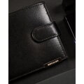 Objemová čierna horizontálna pánska peňaženka z pravej kože so zapínaním na patentný patent - Ronaldo