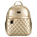 Złoty pikowany błyszczący plecak damski ze skóry ekologicznej mały Peterson