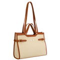 Klasyczna, duża torebka damska w kolorach brązowym i ecru - Peterson