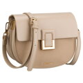 Beżowa listonoszka damska w kształcie podkówki zamykana klipsem magnetycznym - Peterson