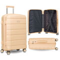 Beżowa walizka z polipropylenu z wysuwaną, teleskopową rączką i zamkiem szyfrowanym - Peterson