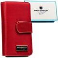 Vertikálna červená dámska peňaženka z pravej a eko kože - Peterson