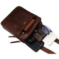 Męska, skórzana torba na ramię w brązowym kolorze w zestawie z saszetką na klucze - Peterson