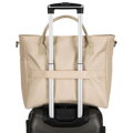 Praktyczna torba podróżna z poliestru w beżowym kolorze, wyposażona w uchwyt na walizkę - Peterson