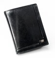 Vertikálna pánska peňaženka bez zapínania, vyrobená z čiernej prírodnej kože Rovicky