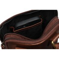 Męska, skórzana torba na ramię w brązowym kolorze w zestawie z saszetką na klucze - Peterson