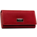 Červená dámska peňaženka z pravej a eko kože s patentným zapínaním - Peterson