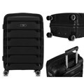 Zestaw walizek w czarnym kolorze wykonanych z polipropylenu z zamkami szyfrowanymi - Peterson