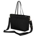 Czarna, duża shopperka damska z nylonu, mieszcząca format A4 i zamykana klipsem magnetycznym - Peterson