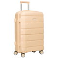 Beżowa walizka z polipropylenu z wysuwaną, teleskopową rączką i zamkiem szyfrowanym - Peterson
