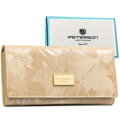 Beżowy portfel damski ze skóry naturalnej i ekologicznej zamykany zatrzaskiem - Peterson