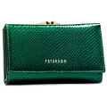 Stredne veľká dámska peňaženka na klip a patent z prírodnej kože v zelenej farbe – Peterson