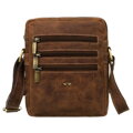 Pánska taška cez rameno v hnedej farbe so zipsmi na prednej strane - Peterson