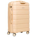 Beżowa walizka z polipropylenu z wysuwaną, teleskopową rączką i zamkiem szyfrowanym - Peterson