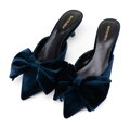 Damskie czółenka z kokardą granatowe 99-DP-600-N