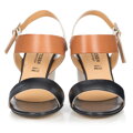 Damskie sandały z kolorowych skór granatowo-brązowe 86-D-403-7