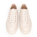 Damskie sneakersy skórzane z pikowaną cholewką kremowe 99-D-508-0