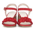 Damskie sandały zamszowe z marszczeniem czerwone 88-D-450-3