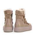 Damskie botki ze skóry zamszowej z futerkiem beżowe 99-D-402-4