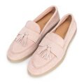 Damskie mokasyny zamszowe z chwostem różowe 100-D-402-P