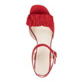 Damskie sandały zamszowe z marszczeniem czerwone 88-D-450-3