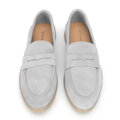 Damskie mokasyny ze skóry zamszowej klasyczne jasny szary 100-D-401-8