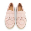 Damskie mokasyny zamszowe z chwostem różowe 100-D-402-P