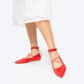 Baleriny ze skóry naturalnej w szpic czerwone 100-D-501-3