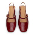 Damskie czółenka Mary Jane na niskim słupku czerwone 100-D-954-3