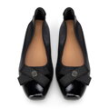 Baleriny ze skóry z ozdobną kokardą czarne 100-D-955-1