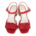 Damskie sandały zamszowe z marszczeniem czerwone 88-D-450-3