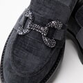 Damskie mokasyny z ozdobną klamrą szare 99-DP-400-1