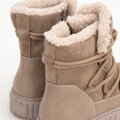 Damskie botki ze skóry zamszowej z futerkiem beżowe 99-D-402-4