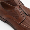 Męskie derby ze skóry naturalnej z plecionką jasny brąz 100-M-508-5