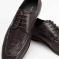 Męskie derby ze skóry naturalnej z plecionką ciemny brąz 100-M-508-4