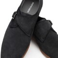 Męskie buty monki ze skóry zamszowej ciemny szary 100-M-512-8