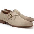 Męskie buty monki ze skóry zamszowej beżowe 100-M-512-9