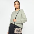 Dámska crossbody z žakáru a ekokože, krémová a čierna 99-4E-503-X9
