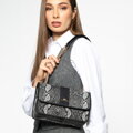 Dámska crossbody žakár na retiazke, čierna a sivá 99-4E-502-X8