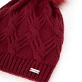Damska czapka zimowa z pomponem bordowa 99-HF-103-9