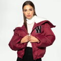 Damska kurtka oversize z kołnierzem podszytym sztucznym barankiem ciemnoczerwona 97-9D-901-3