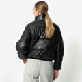 Damska kurtka typu puffer z ekoskóry czarna 95-9D-100-1